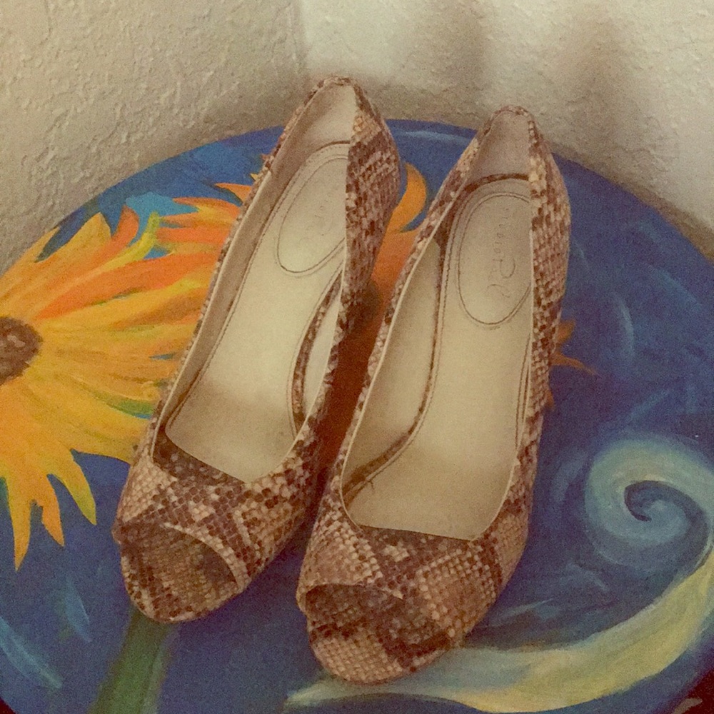Faux snake print wedges